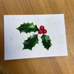 Acrylic Holly Painting Christmas Card