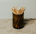 Olive Glass Pot With Long Matches
