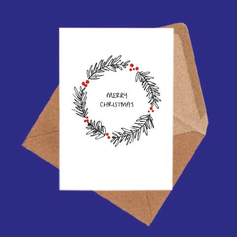 Merry Christmas in a Wreath Greetings Card