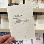 Teacher Definition Greetings Card