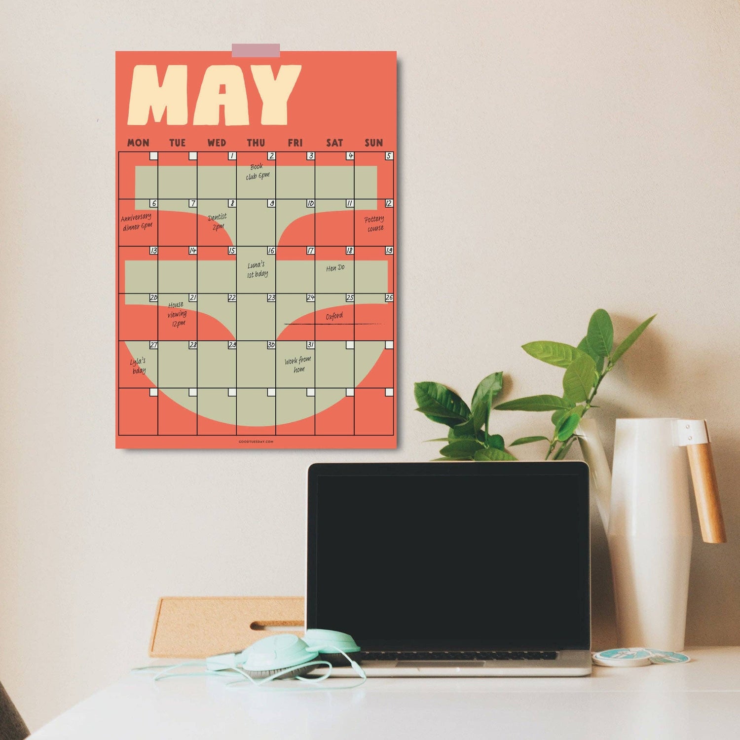 Large Monthly Undated A3 Wall Planner | 12 Pages | Earthy Shapes