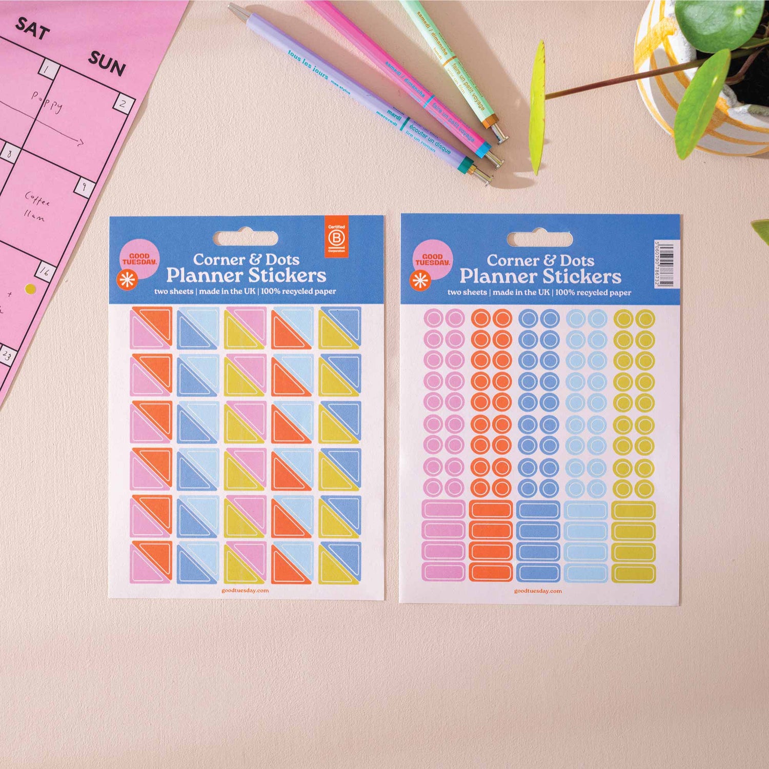 Colourful Calendar Recycled Paper Sticker Pack