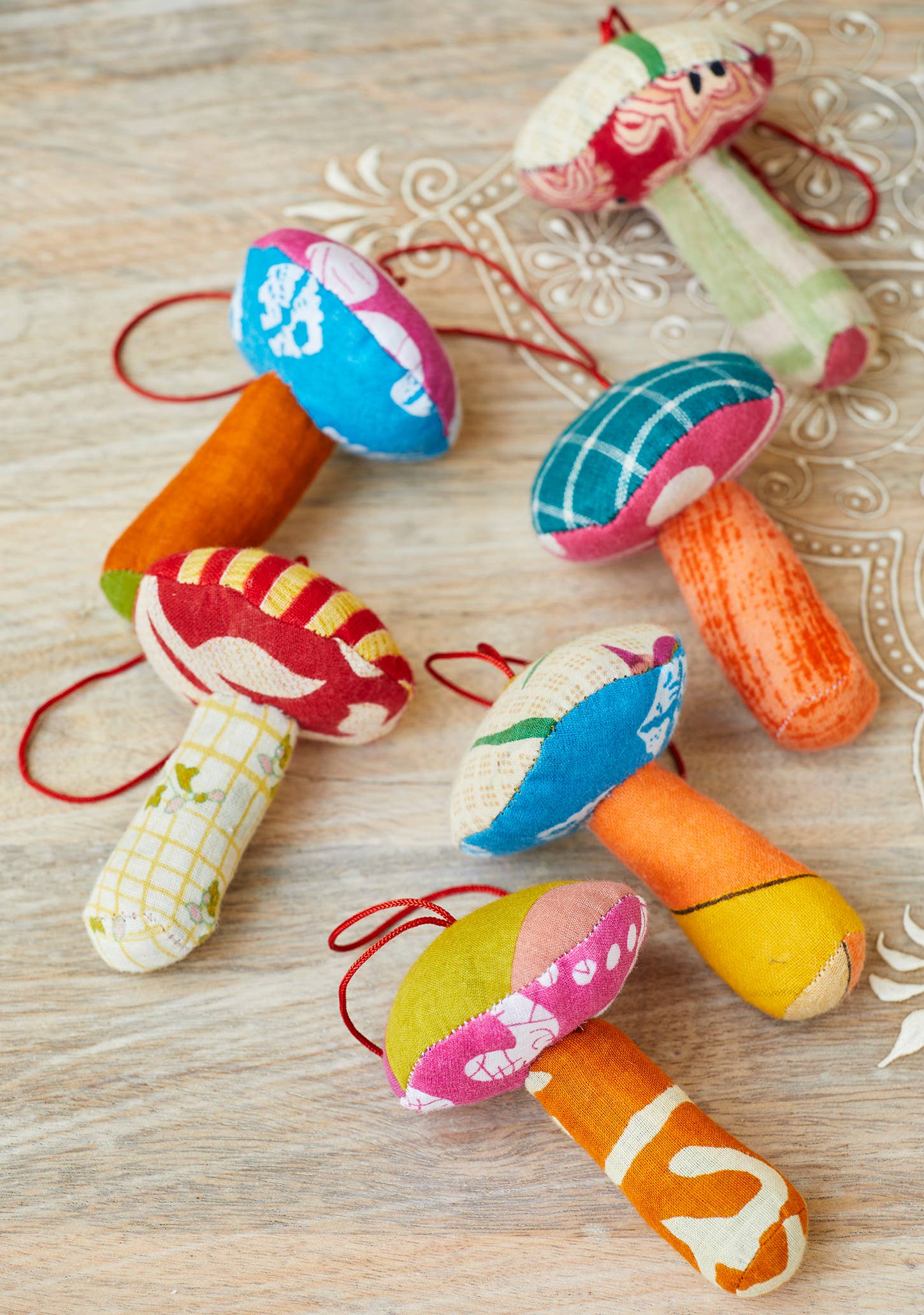 Mushroom Recycled Sari Christmas Tree Decoration