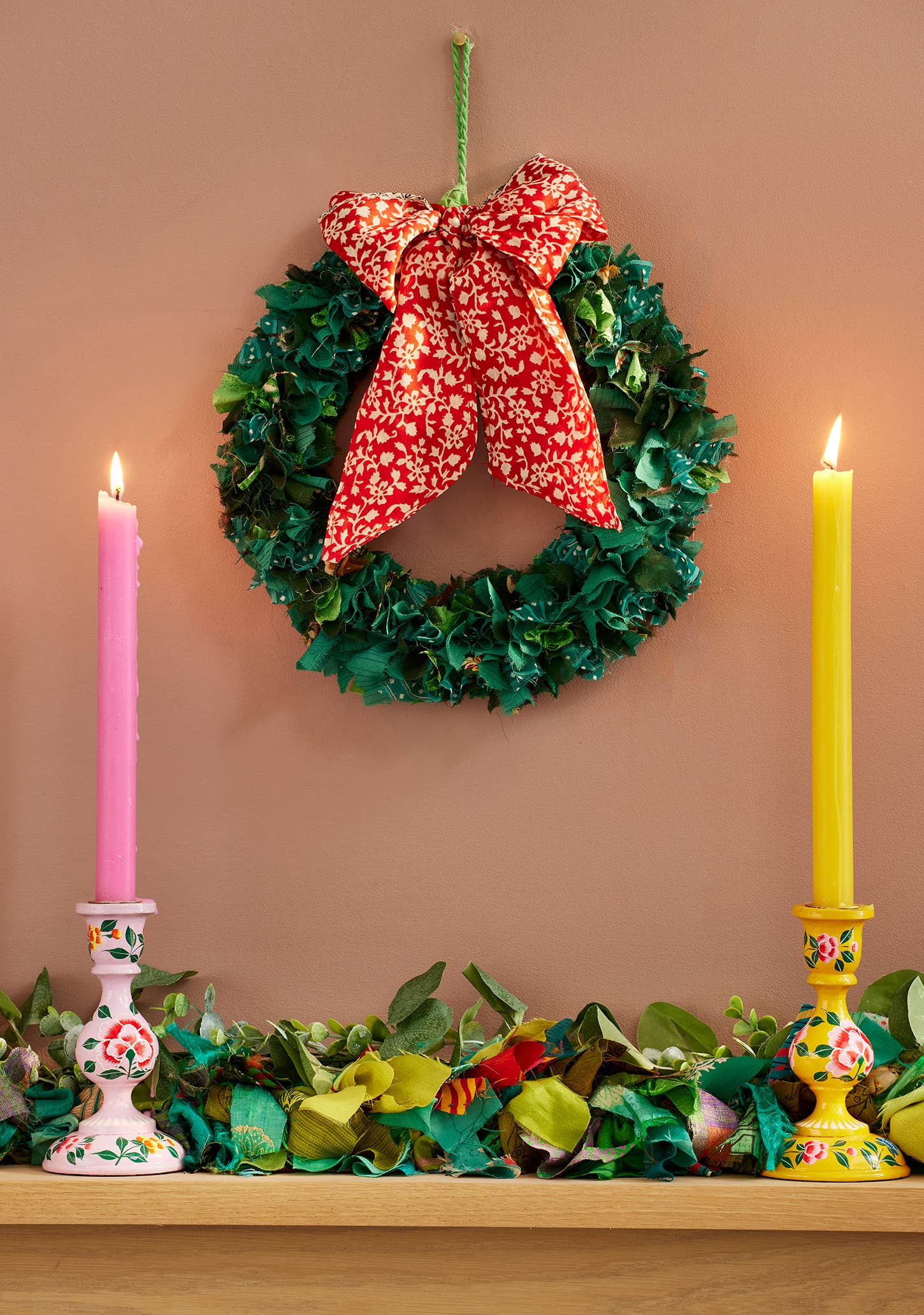 Recycled Sari Small Green Wreath