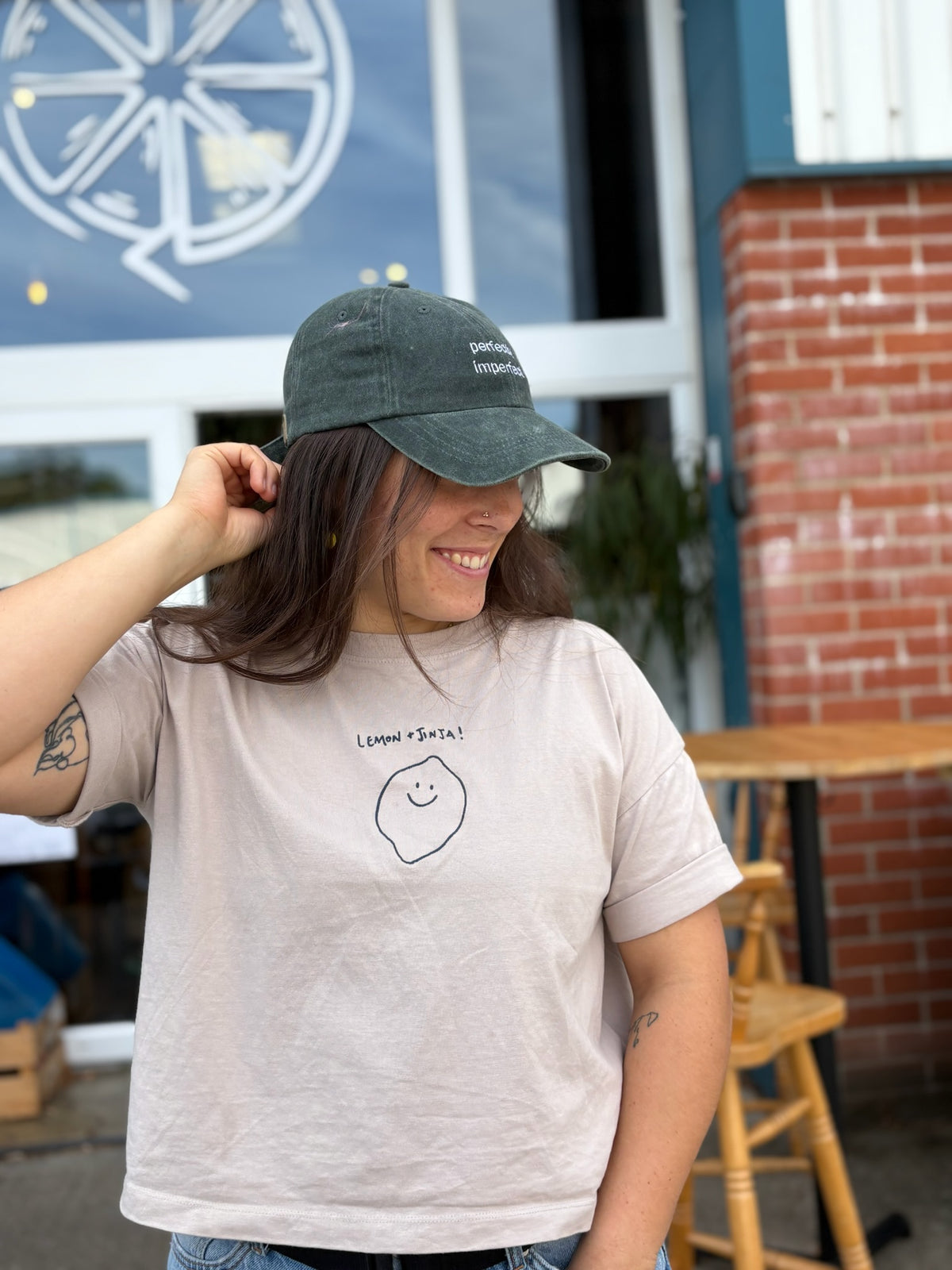 Smiley Face Lemon Embroidered T-Shirt