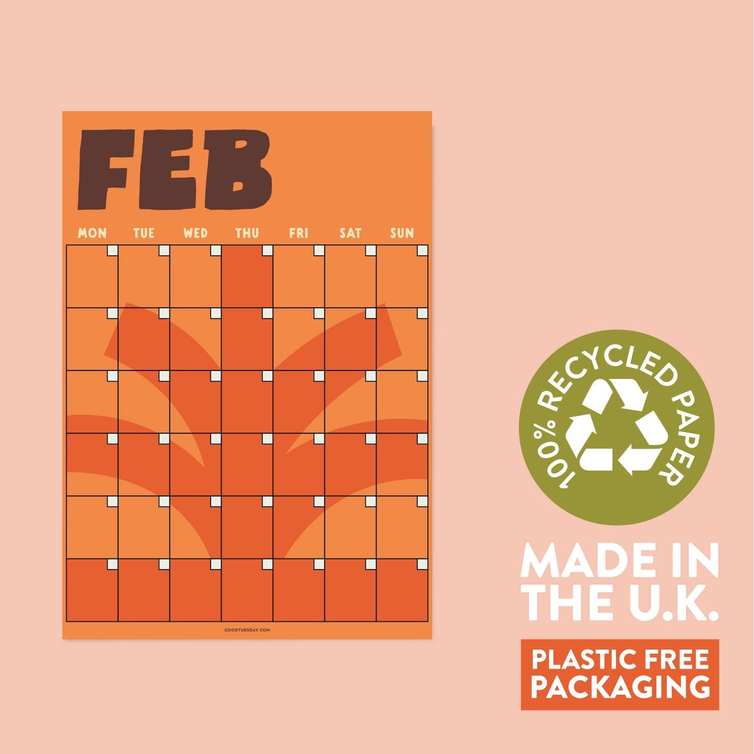 Large Monthly Undated A3 Wall Planner | 12 Pages | Earthy Shapes