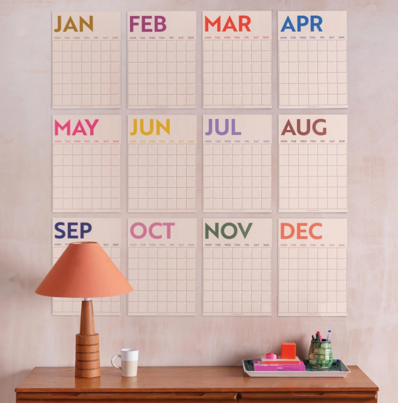 Monthly Undated Wall Planner Calendars