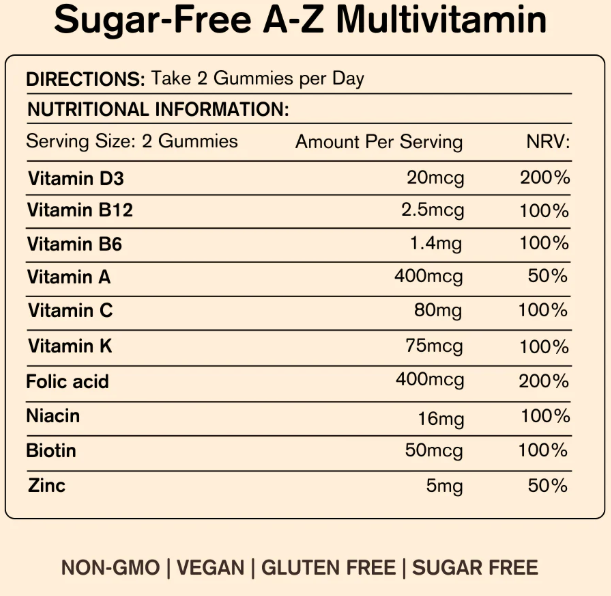 Sugar Free A-Z Multivitamins