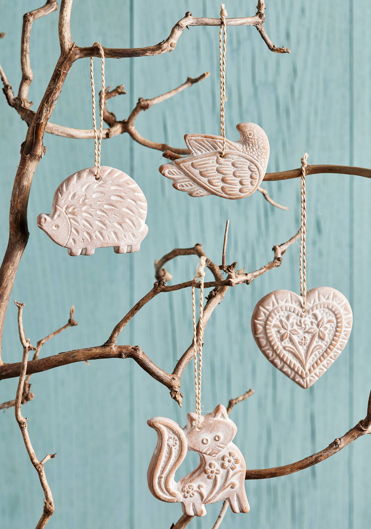 Hedgehog Terracotta Christmas Tree Decoration