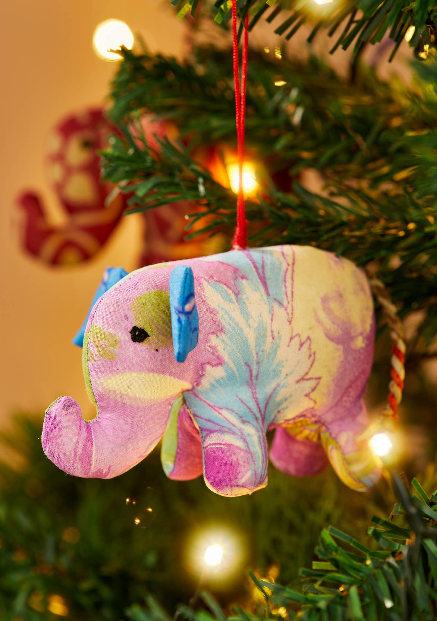 Elephant Recycled Sari Christmas Tree Decoration