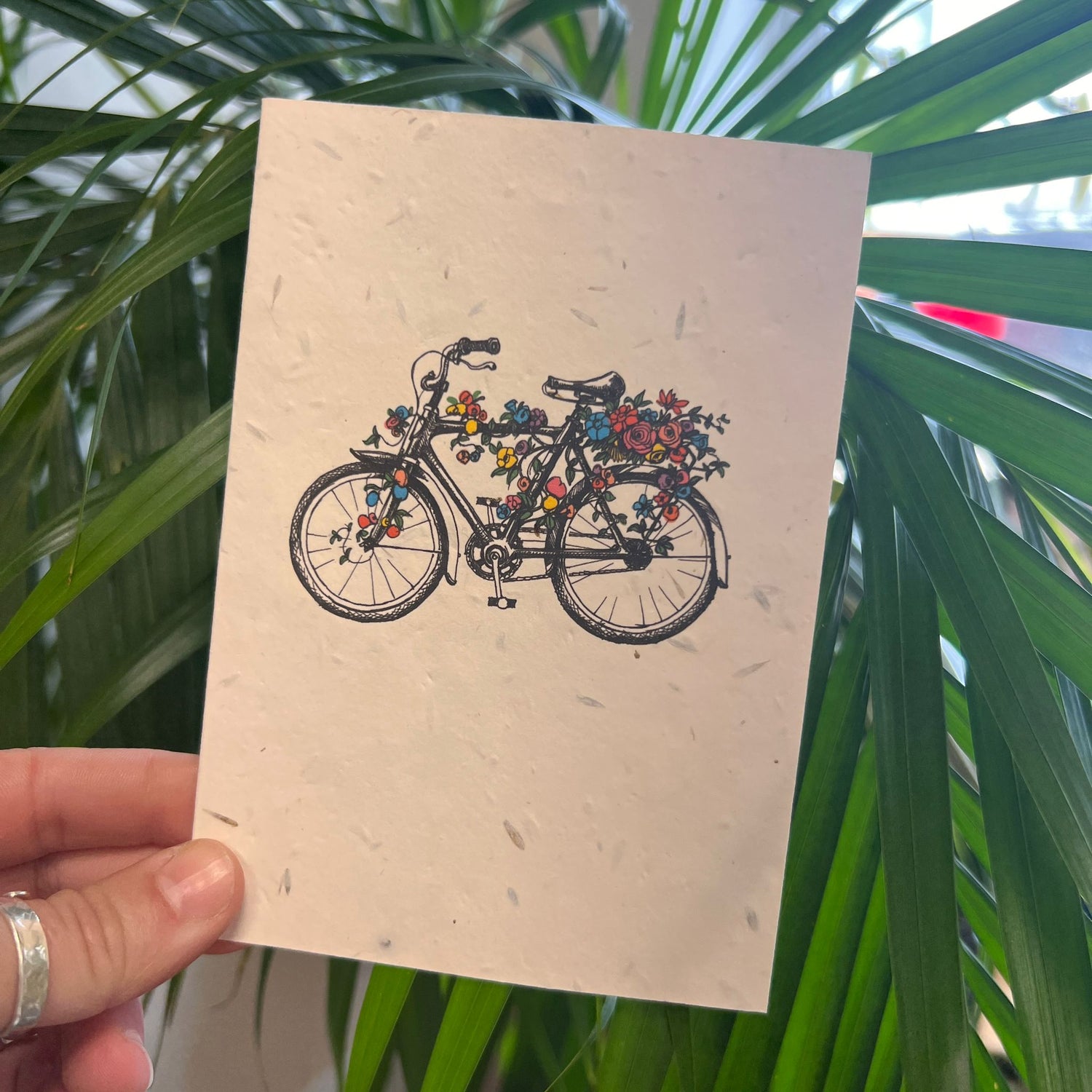 Bicycle and Flowers Greetings Card