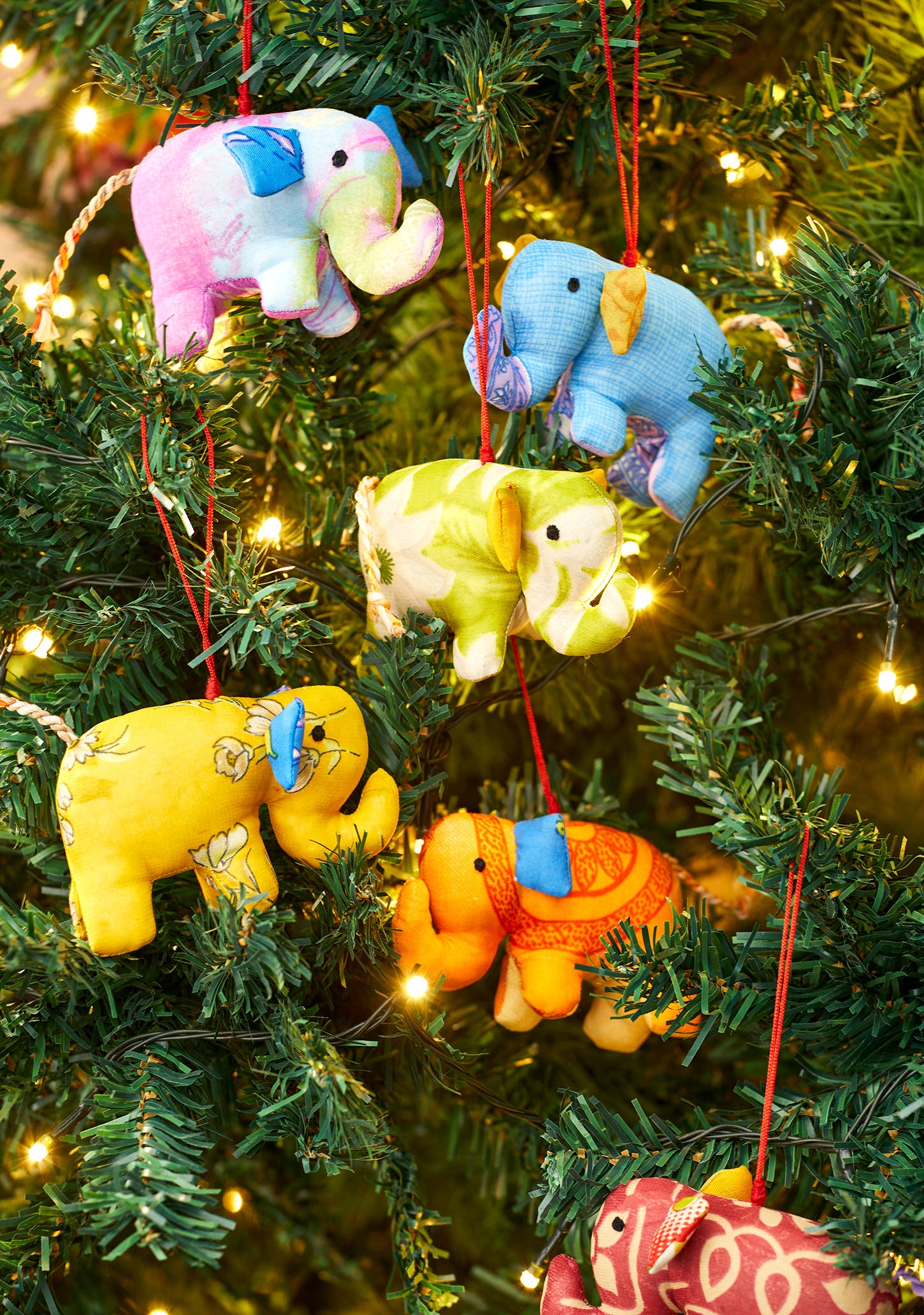 Elephant Recycled Sari Christmas Tree Decoration