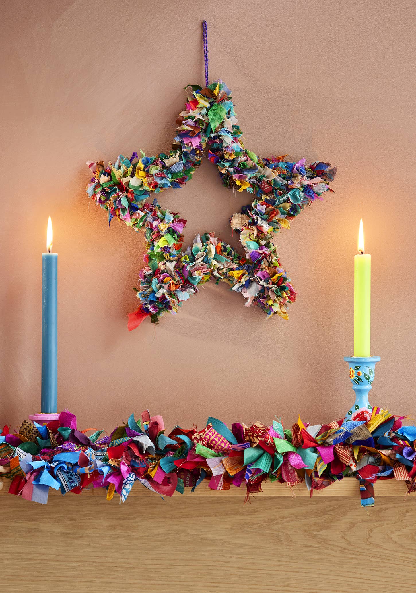 Recycled Sari Multicolour Star Wreath