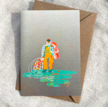 Fisherman Greetings Card