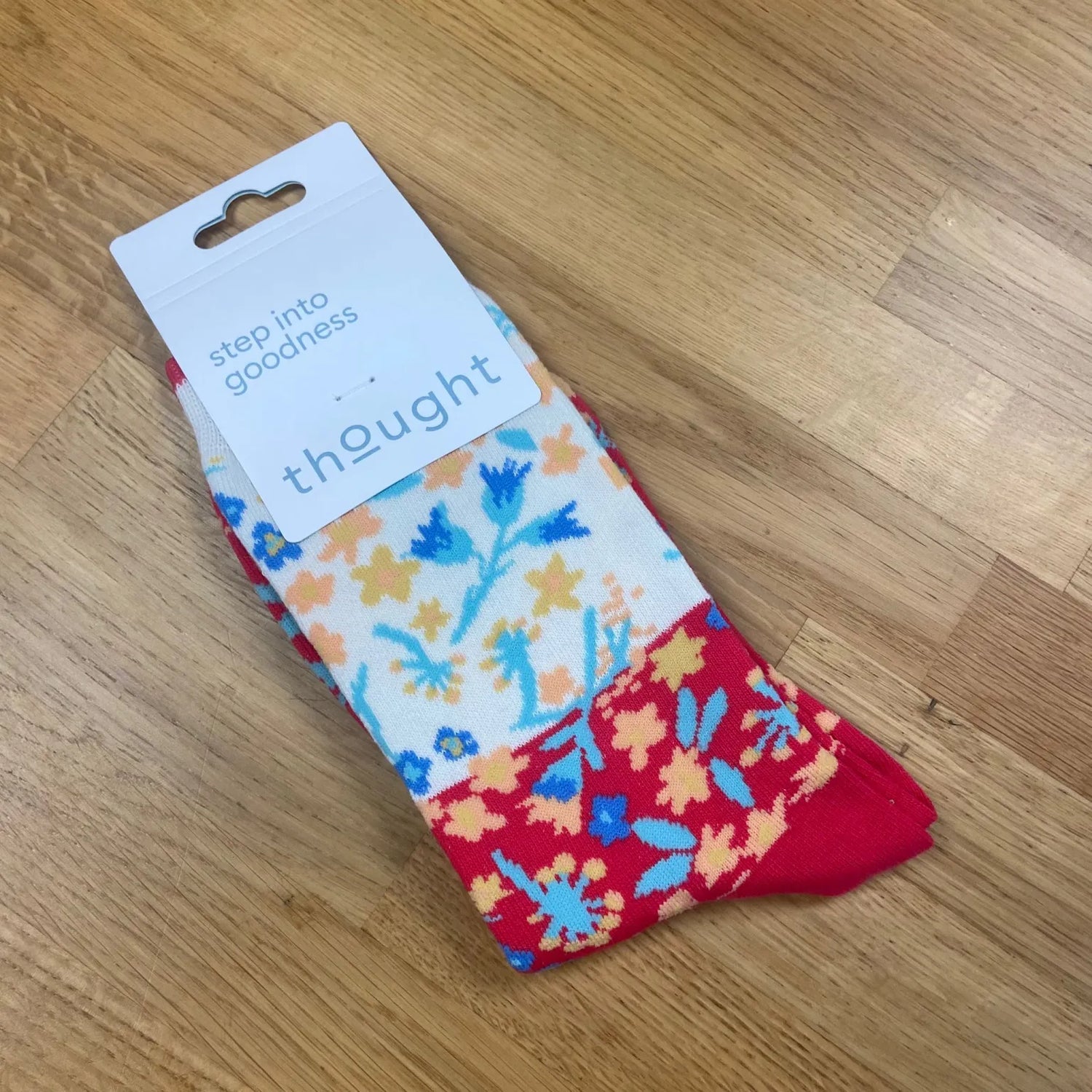 Pink + White Floral Organic Cotton Socks 4-7