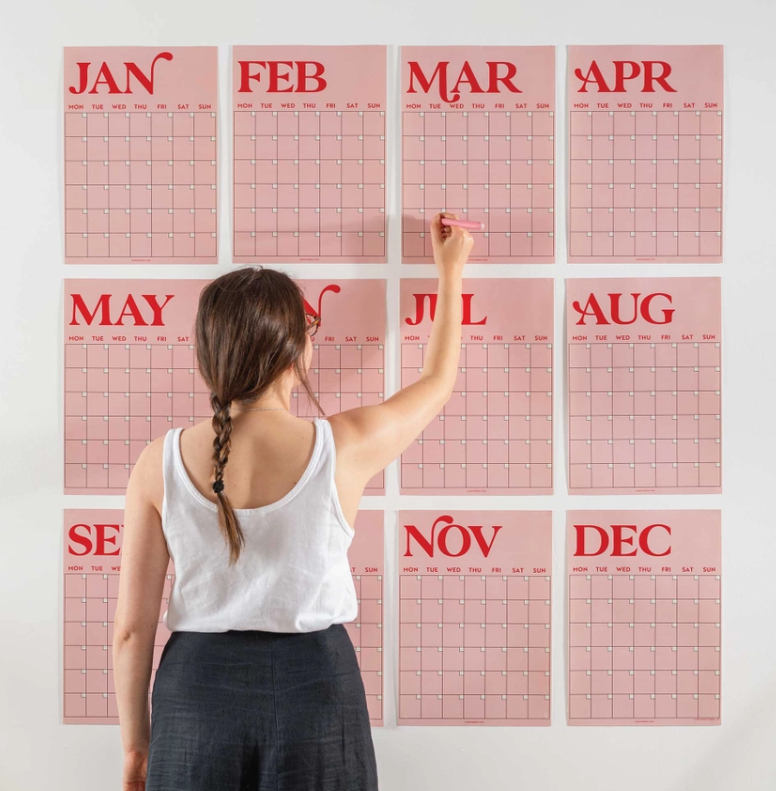 Monthly Undated Wall Planner Calendars