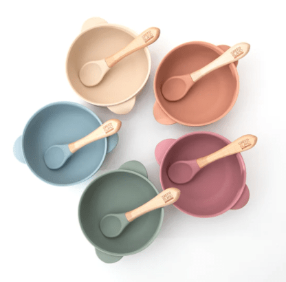 Silicone Baby Bowl + Bamboo Spoon