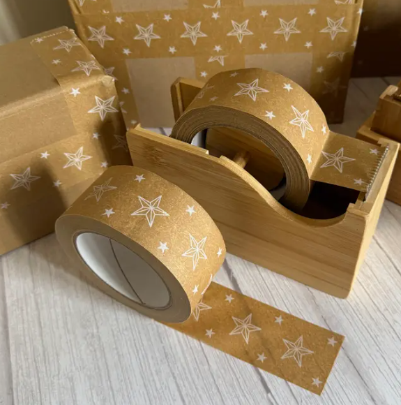 White Stars Festive Paper Tape