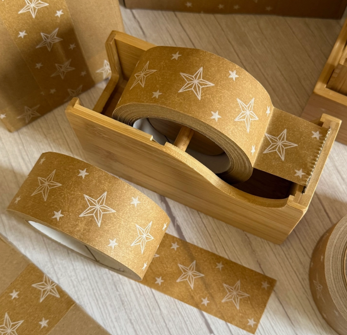White Stars Festive Paper Tape